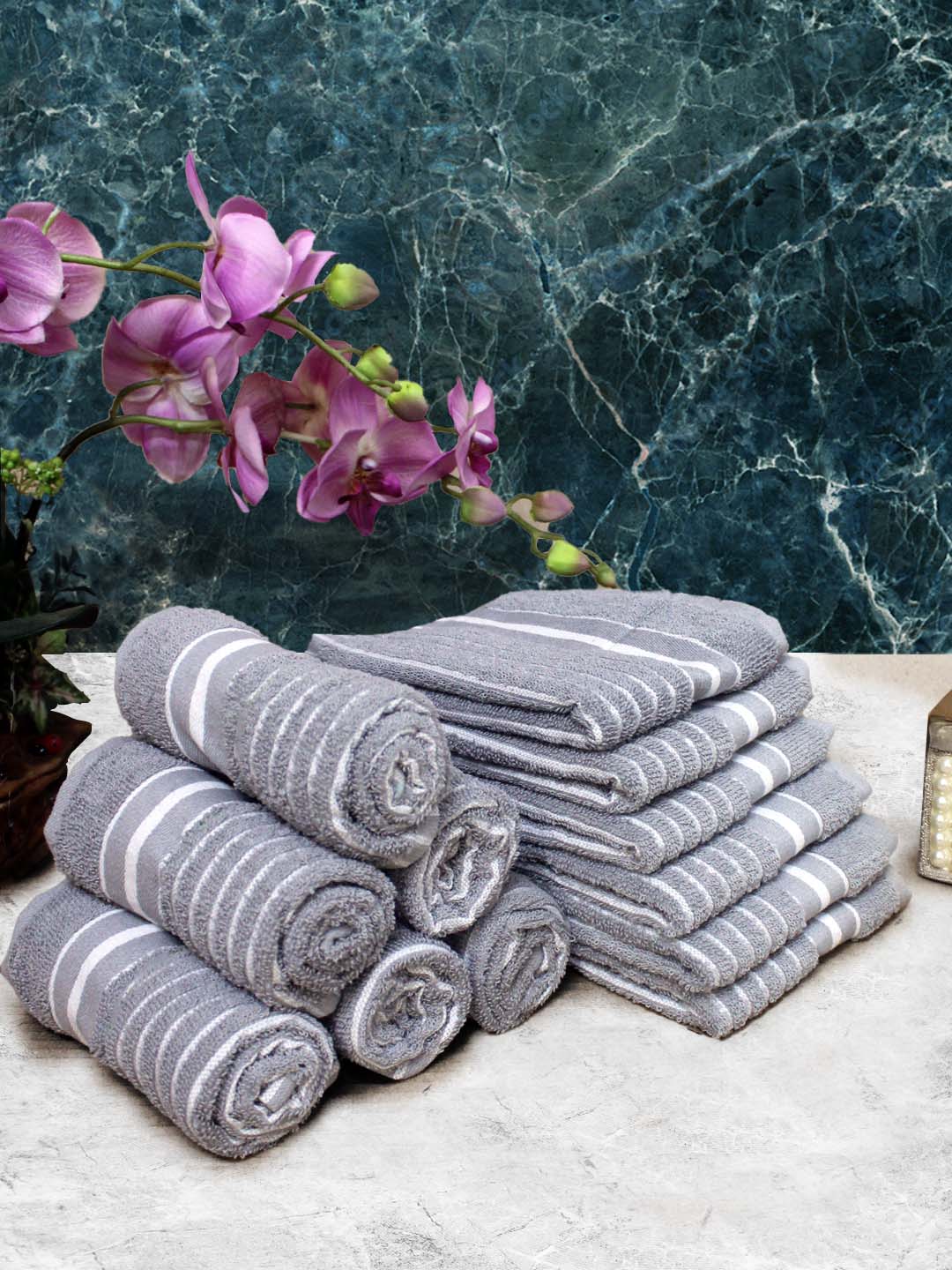 Athom Living Cotton Soft Hand Towel Set, Super Absorbent & Quick Dry 40x60 cm Pack of 12 - Athom Living