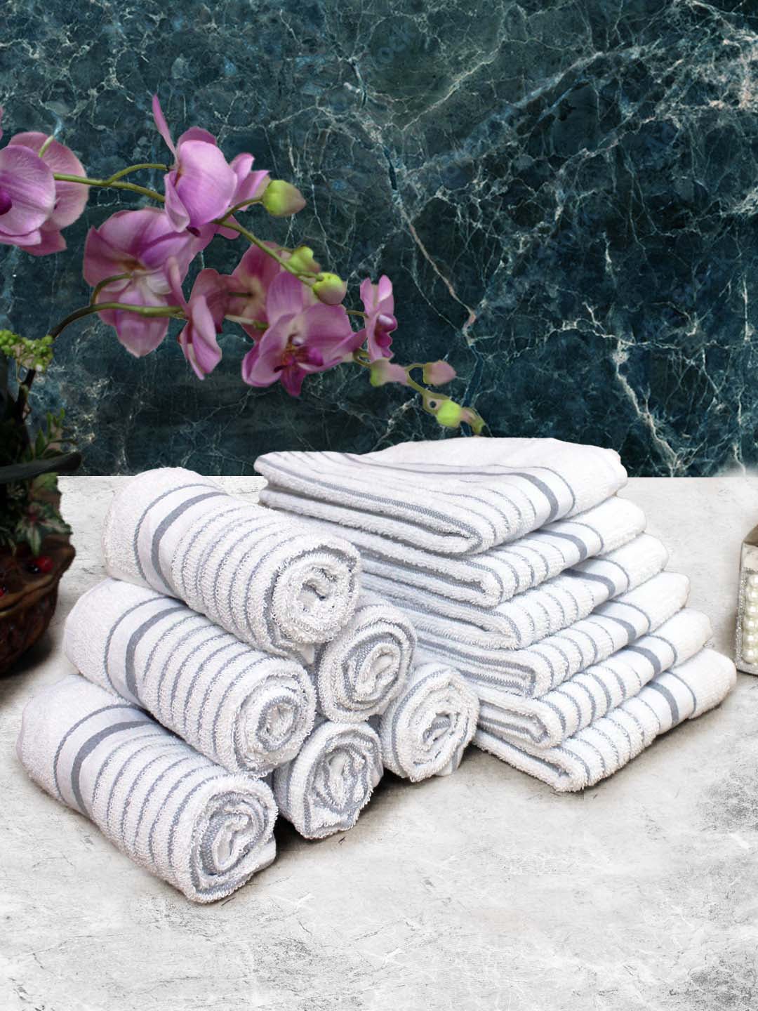 Athom Living Cotton Soft Hand Towel Set, Super Absorbent & Quick Dry 40x60 cm Pack of 12 - Athom Living