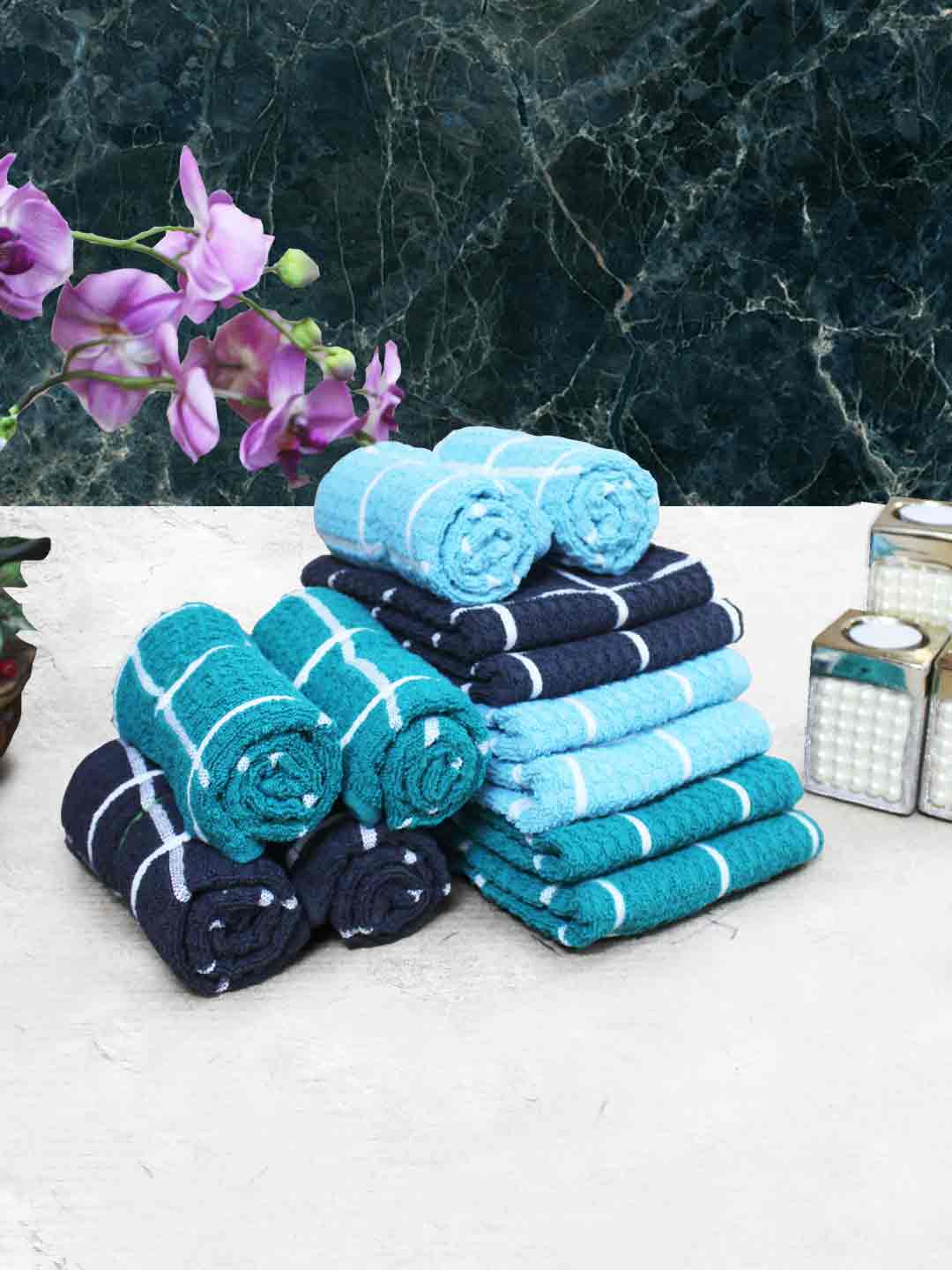 Athom Living Cotton Soft Hand Towel Set, Super Absorbent & Quick Dry 40x60 cm Pack of 12 - Athom Living