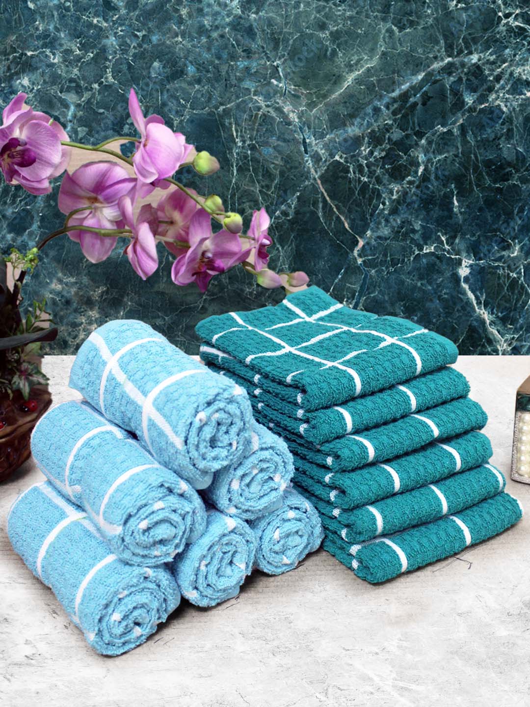Athom Living Cotton Soft Hand Towel Set, Super Absorbent & Quick Dry 40x60 cm Pack of 12 - Athom Living