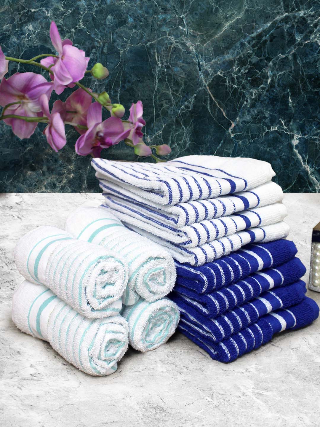 Athom Living Cotton Soft Hand Towel Set, Super Absorbent & Quick Dry 40x60 cm Pack of 12 - Athom Living