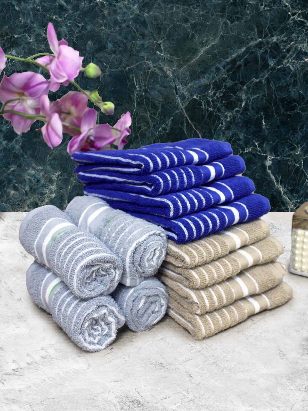 Athom Living Cotton Soft Hand Towel Set, Super Absorbent & Quick Dry 40x60 cm Pack of 12 - Athom Living