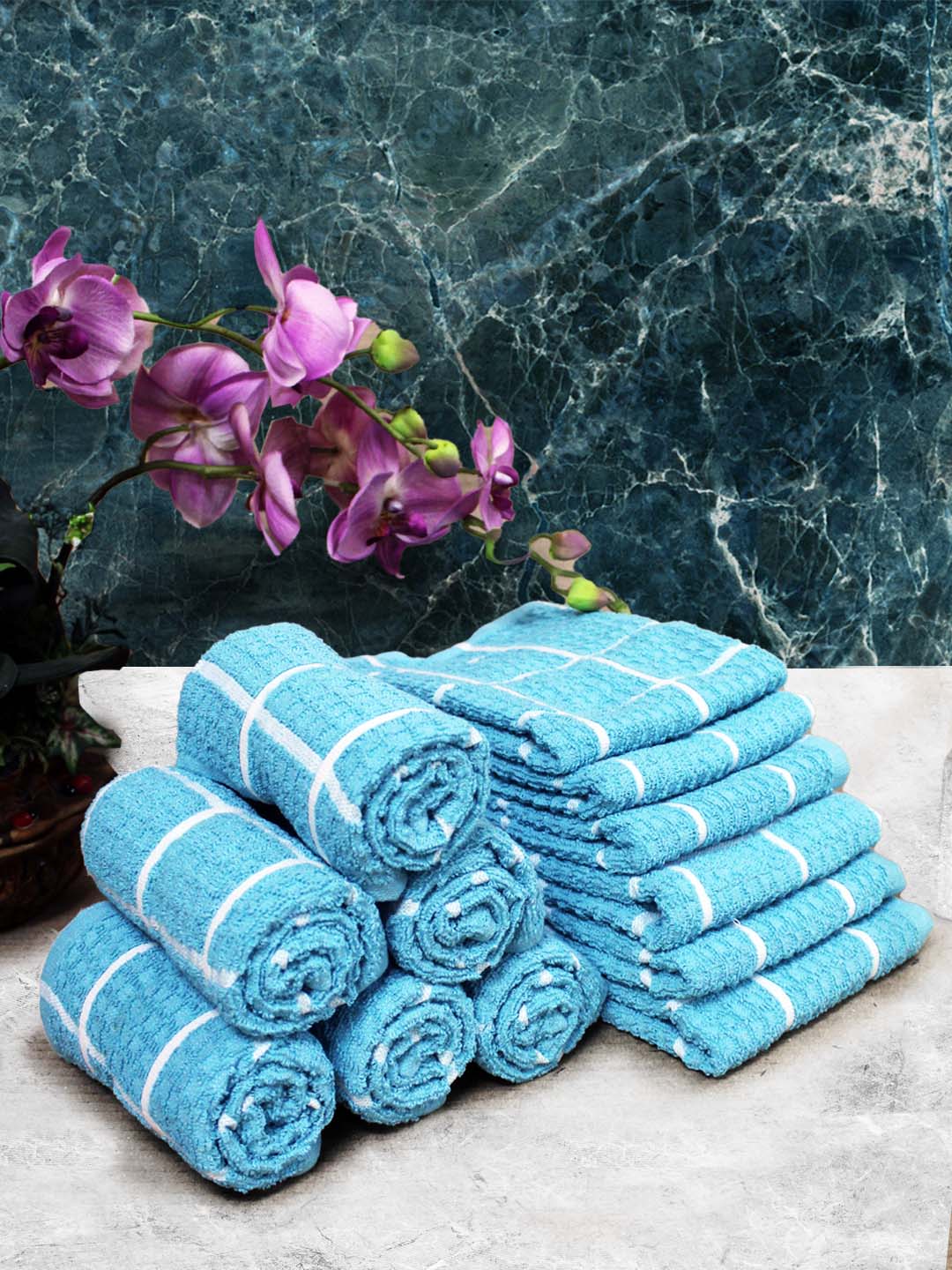 Athom Living Cotton Soft Hand Towel Set, Super Absorbent & Quick Dry 40x60 cm Pack of 12 - Athom Living