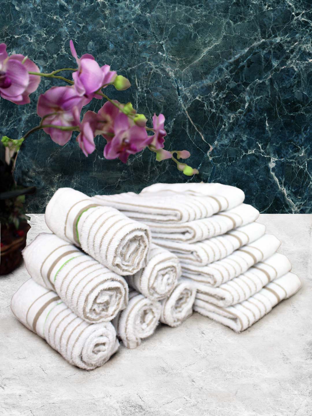 Athom Living Cotton Soft Hand Towel Set, Super Absorbent & Quick Dry 40x60 cm Pack of 12 - Athom Living