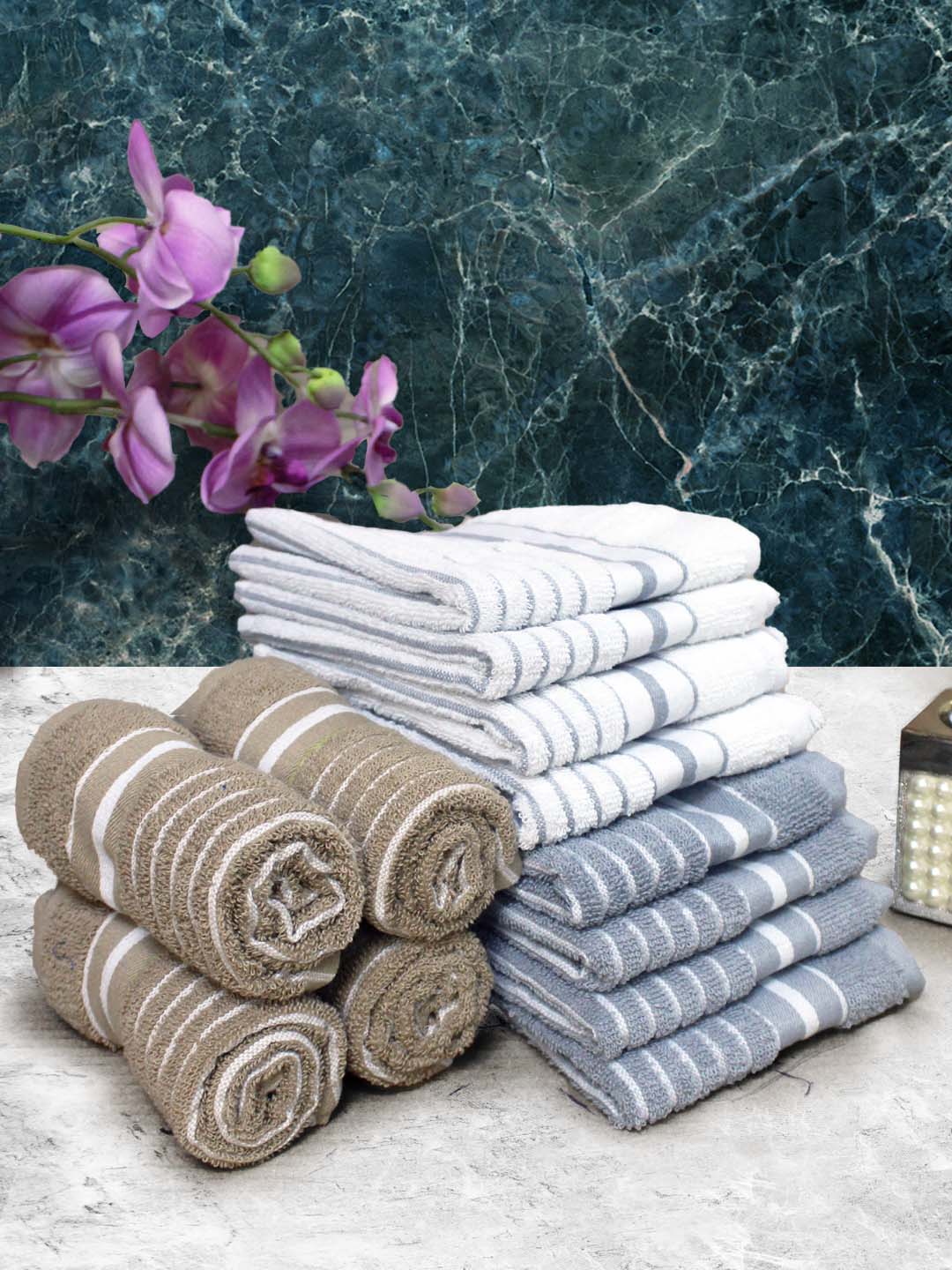 Athom Living Cotton Soft Hand Towel Set, Super Absorbent & Quick Dry 40x60 cm Pack of 12 - Athom Living