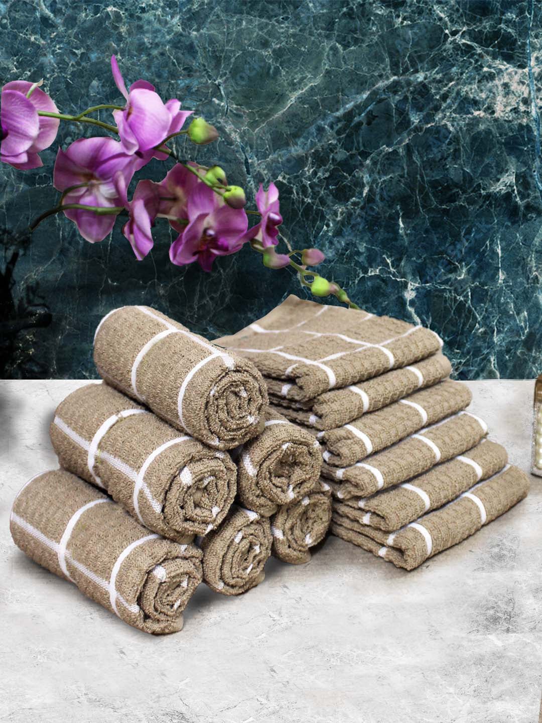 Athom Living Cotton Soft Hand Towel Set, Super Absorbent & Quick Dry 40x60 cm Pack of 12 - Athom Living