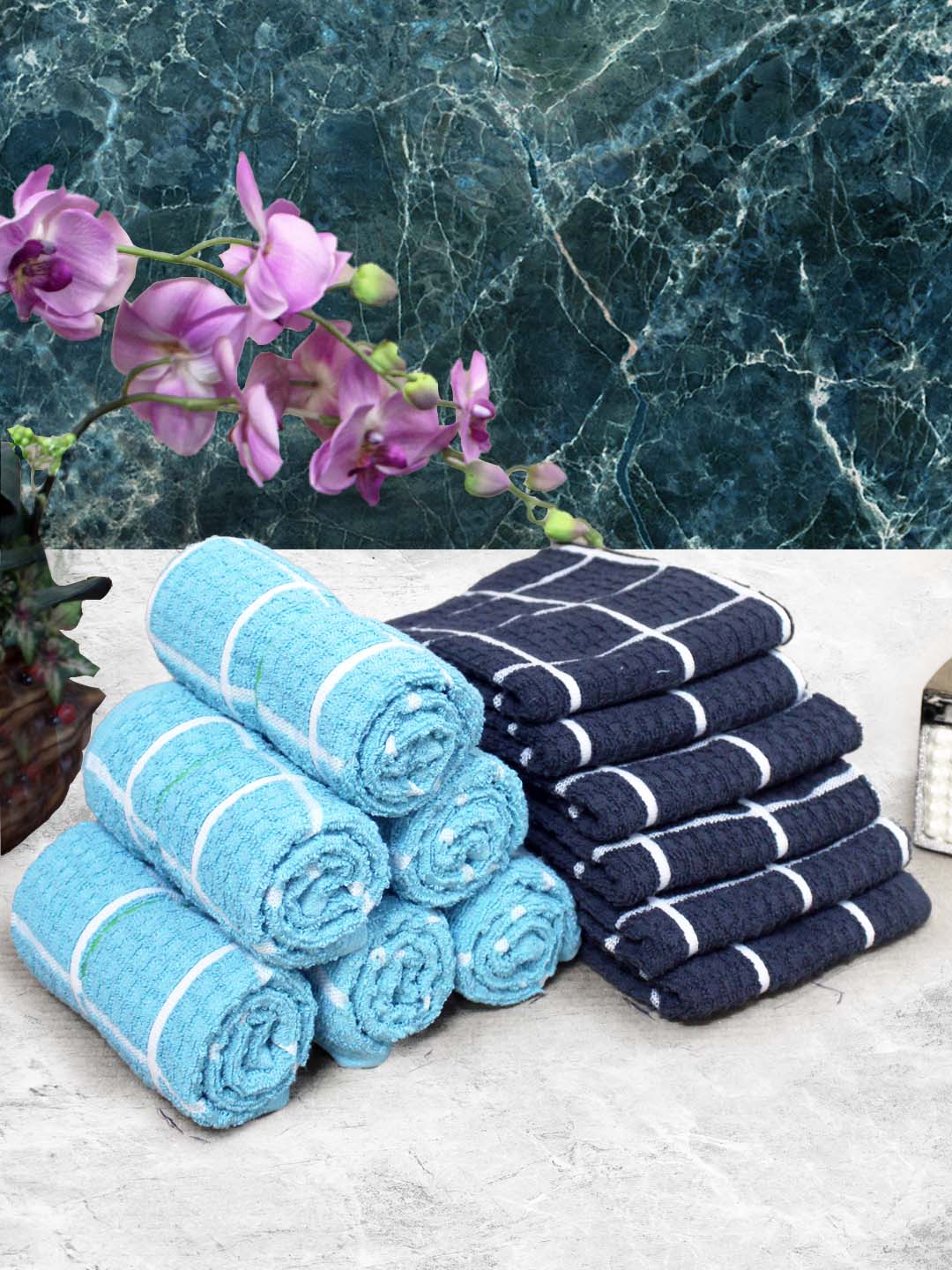 Athom Living Cotton Soft Hand Towel Set, Super Absorbent & Quick Dry 40x60 cm Pack of 12 - Athom Living