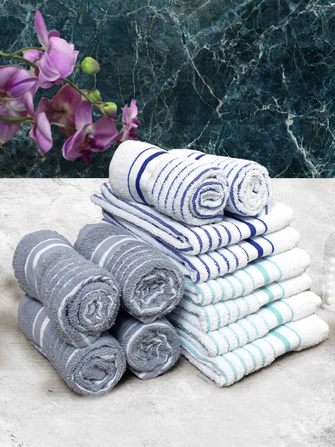 Athom Living Cotton Soft Hand Towel Set, Super Absorbent & Quick Dry 40x60 cm Pack of 12 - Athom Living