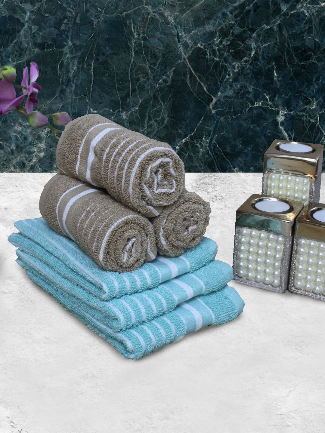 Athom Living Cotton Soft Hand Towel Set, Super Absorbent & Quick Dry 40x60 cm Pack of 6 - Athom Living