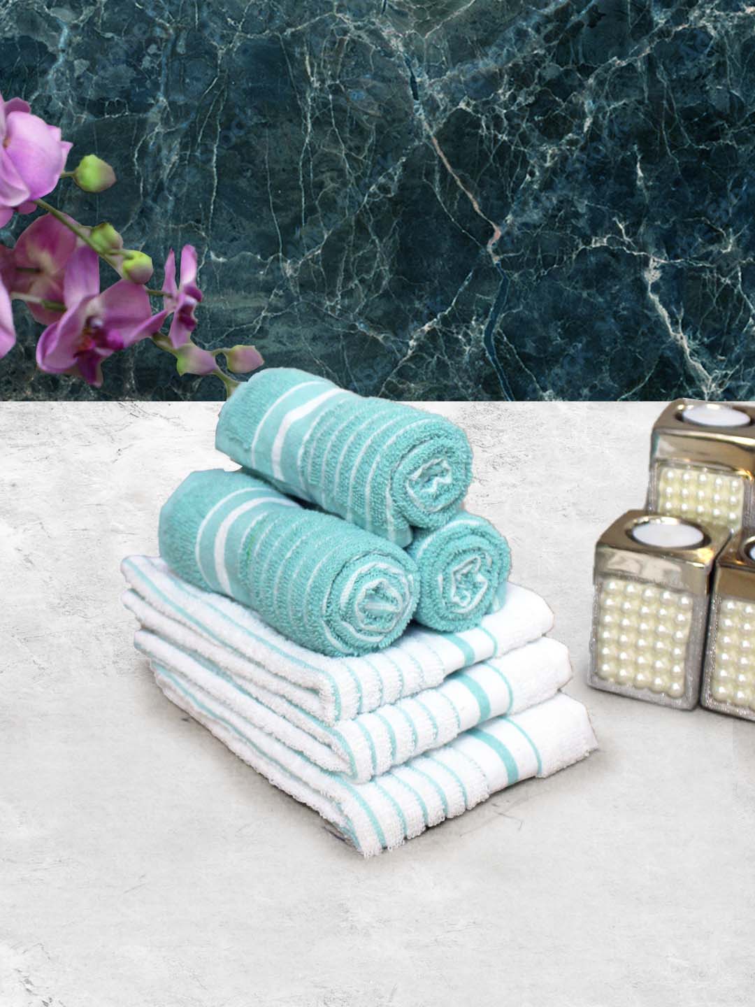Athom Living Cotton Soft Hand Towel Set, Super Absorbent & Quick Dry 40x60 cm Pack of 6 - Athom Living