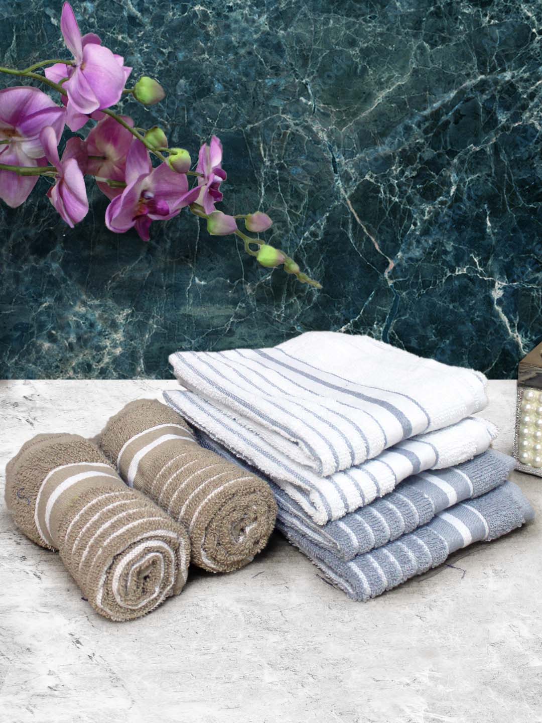 Athom Living Cotton Soft Hand Towel Set, Super Absorbent & Quick Dry 40x60 cm Pack of 6 - Athom Living