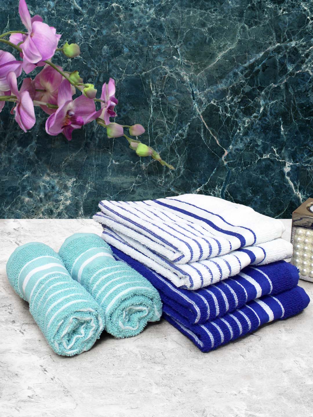 Athom Living Cotton Soft Hand Towel Set, Super Absorbent & Quick Dry 40x60 cm Pack of 6 - Athom Living