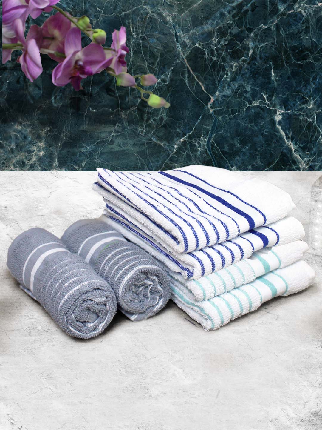 Athom Living Cotton Soft Hand Towel Set, Super Absorbent & Quick Dry 40x60 cm Pack of 6 - Athom Living