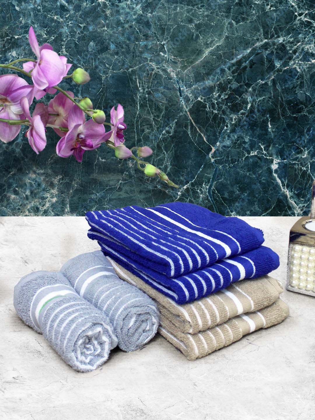 Athom Living Cotton Soft Hand Towel Set, Super Absorbent & Quick Dry 40x60 cm Pack of 6 - Athom Living