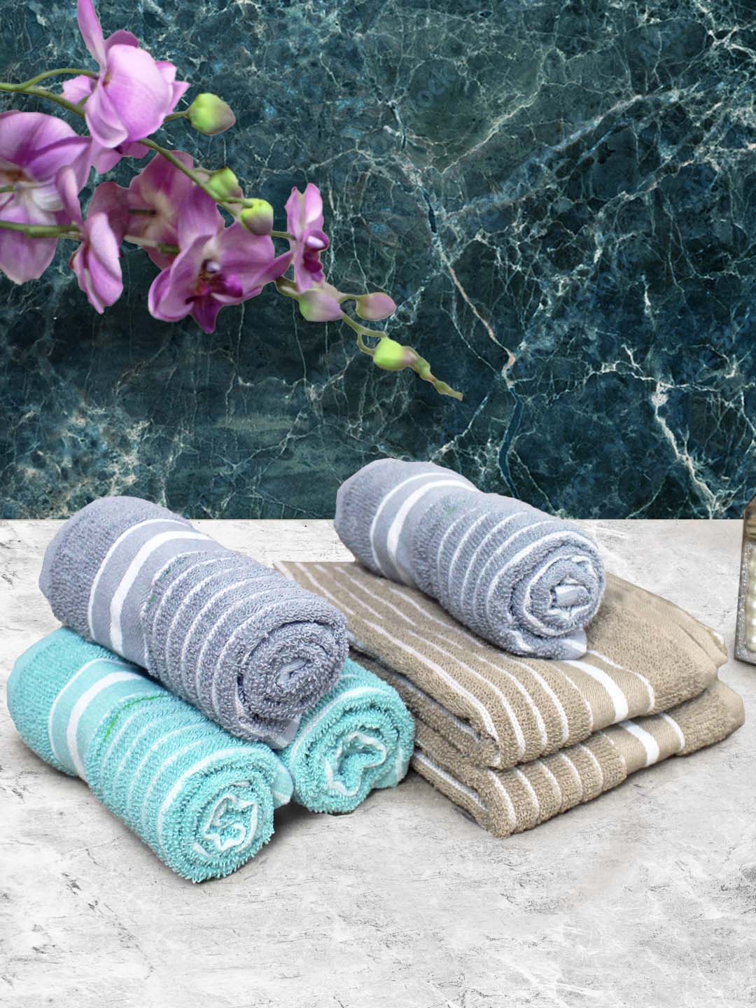 Athom Living Cotton Soft Hand Towel Set, Super Absorbent & Quick Dry 40x60 cm Pack of 6 - Athom Living