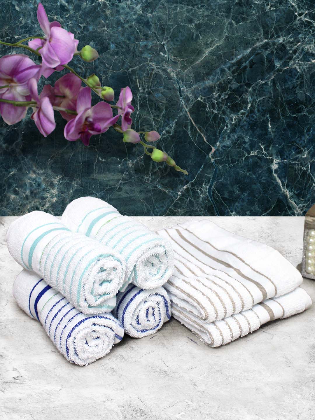 Athom Living Cotton Soft Hand Towel Set, Super Absorbent & Quick Dry 40x60 cm Pack of 6 - Athom Living