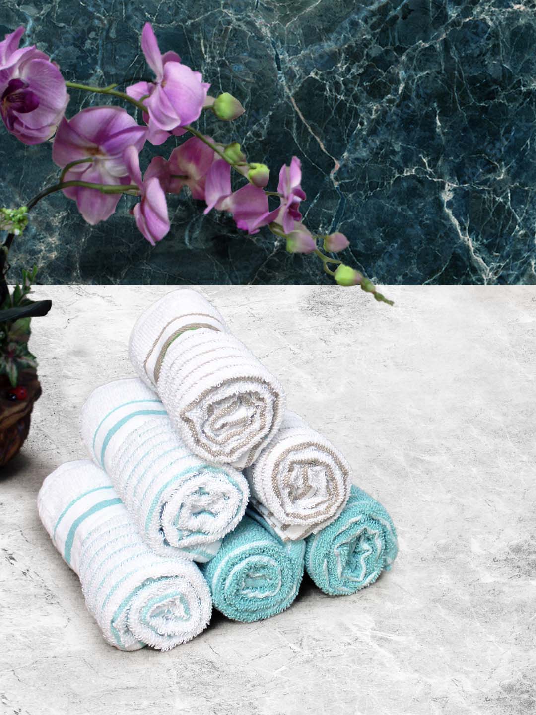 Athom Living Cotton Soft Hand Towel Set, Super Absorbent & Quick Dry 40x60 cm Pack of 6 - Athom Living