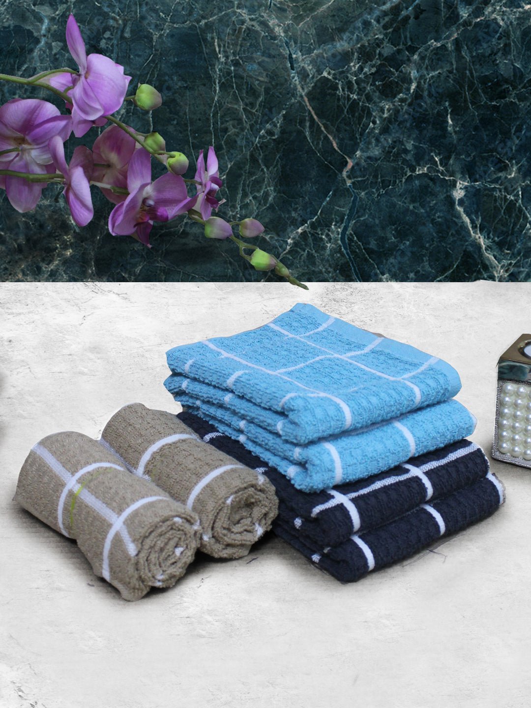 Athom Living Cotton Soft Hand Towel Set, Super Absorbent & Quick Dry 40x60 cm Pack of 6 - Athom Living