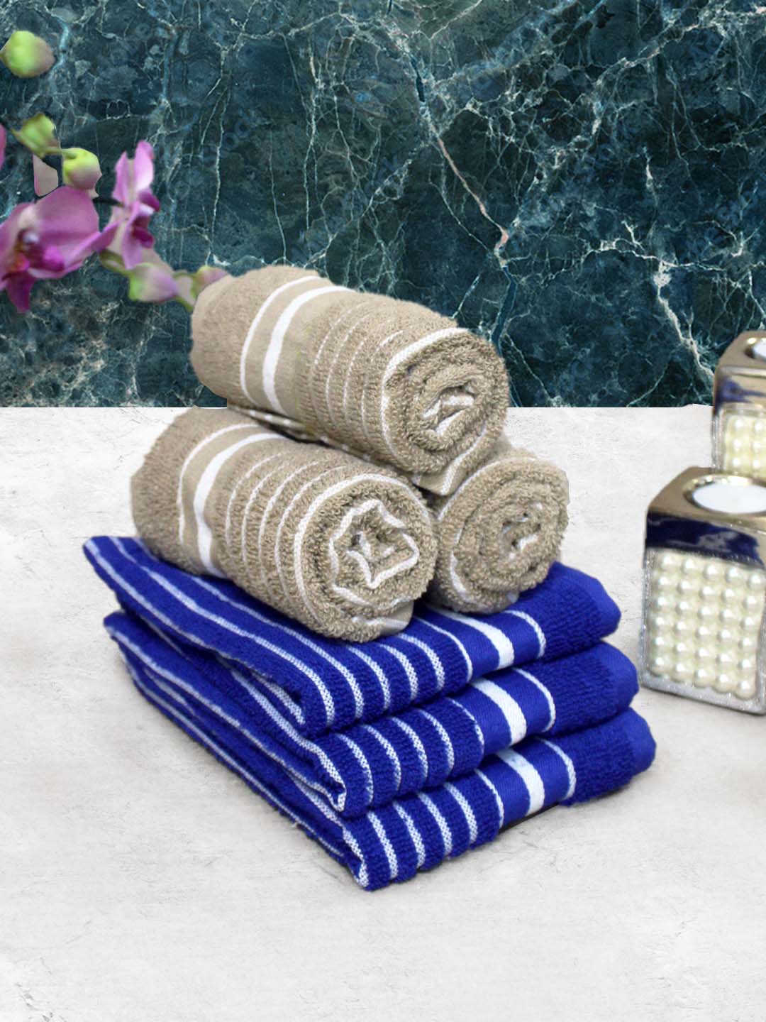 Athom Living Cotton Soft Hand Towel Set, Super Absorbent & Quick Dry 40x60 cm Pack of 6 - Athom Living