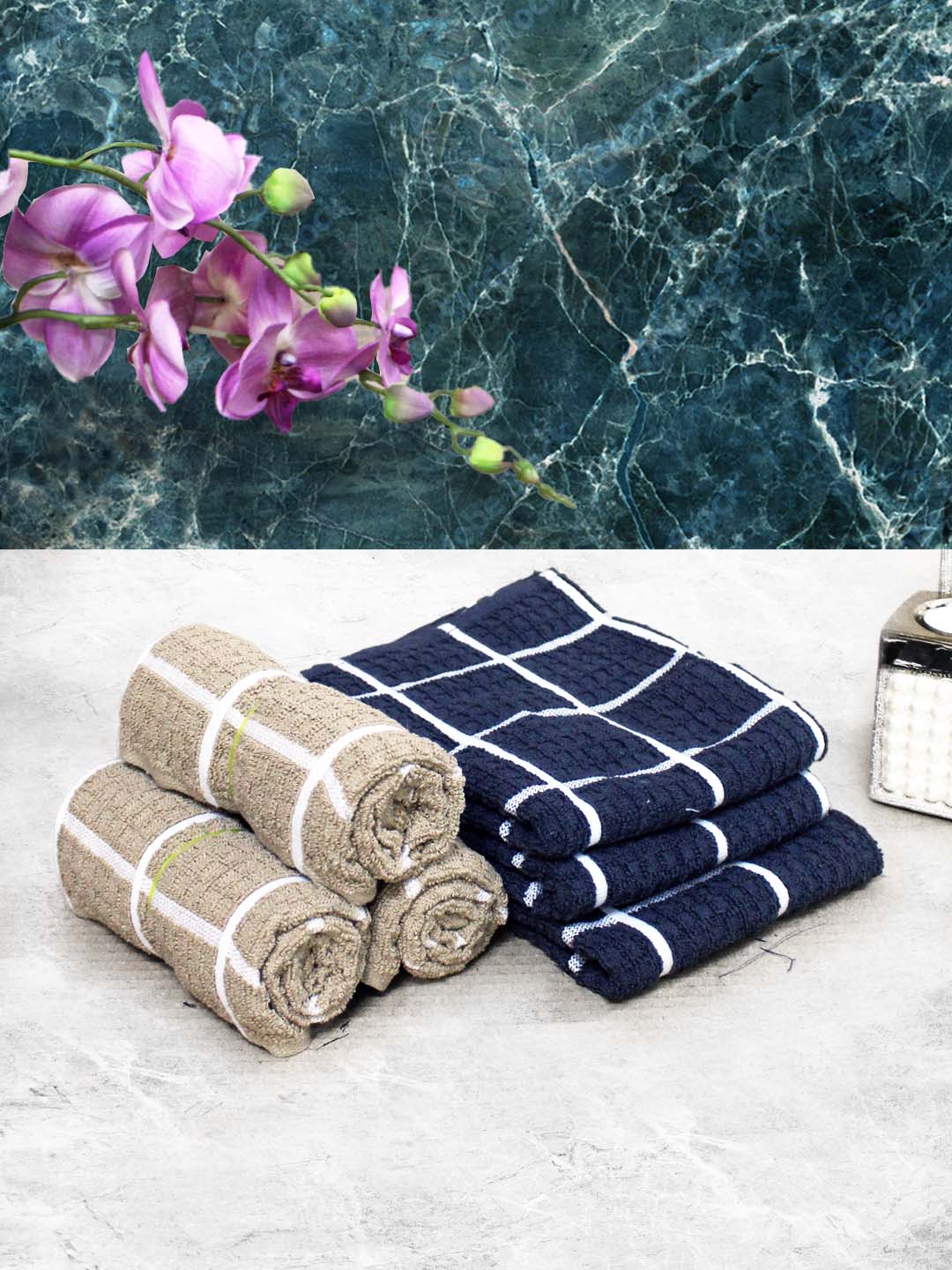 Athom Living Cotton Soft Hand Towel Set, Super Absorbent & Quick Dry 40x60 cm Pack of 6 - Athom Living