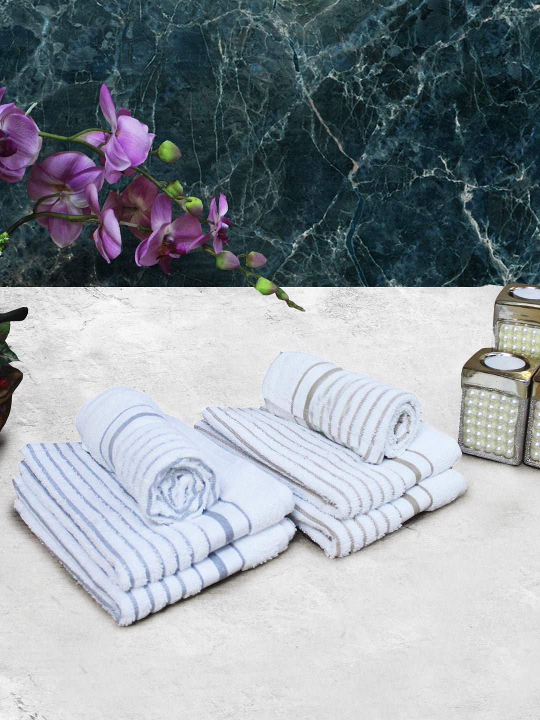 Athom Living Cotton Soft Hand Towel Set, Super Absorbent & Quick Dry 40x60 cm Pack of 6 - Athom Living