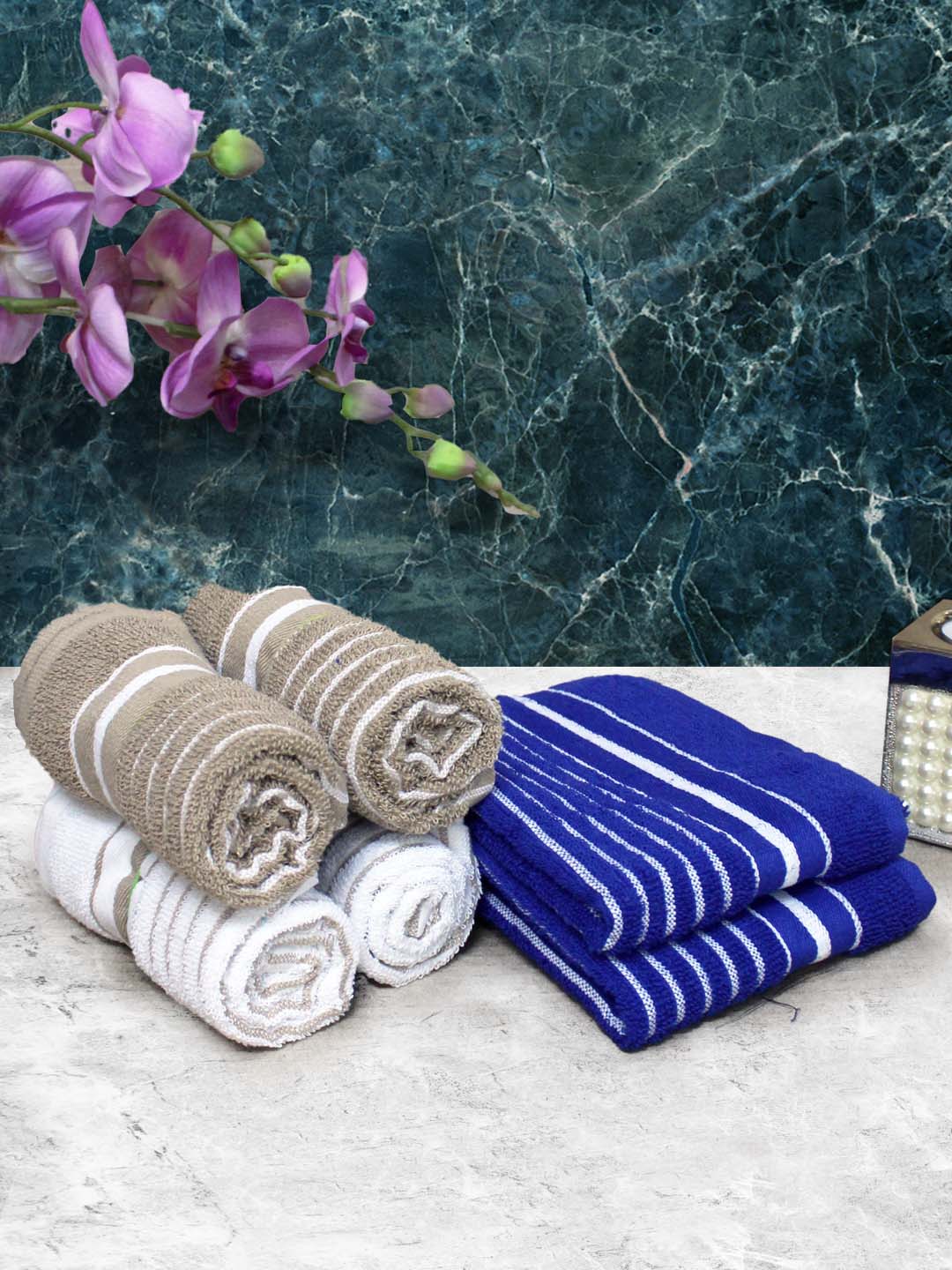 Athom Living Cotton Soft Hand Towel Set, Super Absorbent & Quick Dry 40x60 cm Pack of 6 - Athom Living