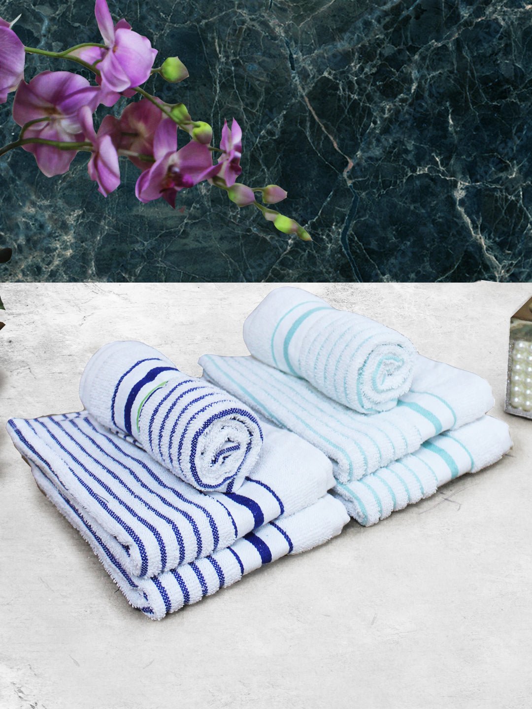 Athom Living Cotton Soft Hand Towel Set, Super Absorbent & Quick Dry 40x60 cm Pack of 6 - Athom Living