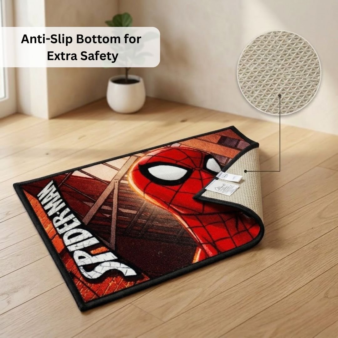 Athom Living Marvel Spiderman Multiple colored Kids Premium Nylon Bathmat, With Latex Backing, Anti - Slip Bathmat, 37 x 57 cm, Pack of 1 - Athom Living