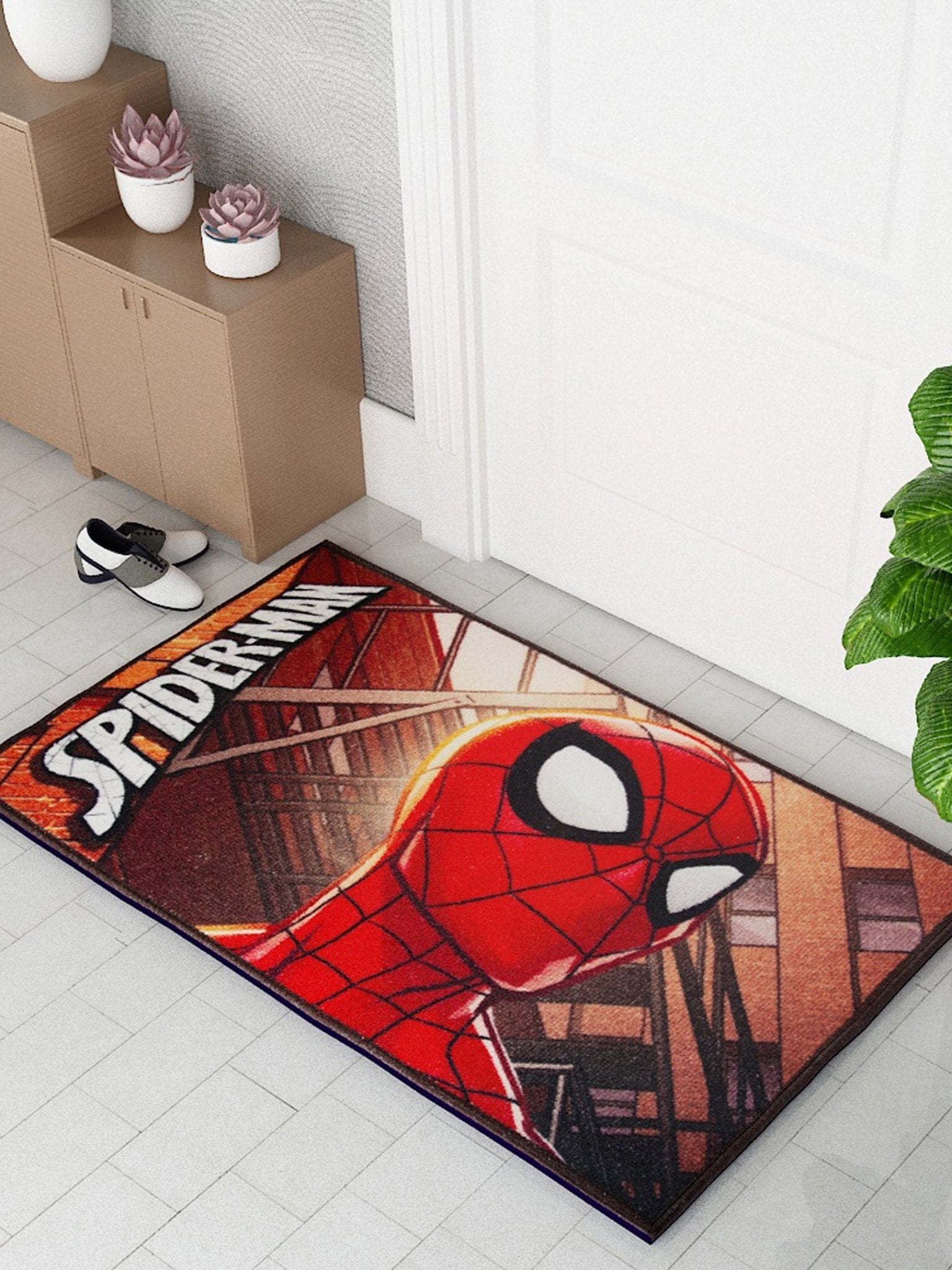 Athom Living Marvel Spiderman Multiple colored Kids Premium Nylon Bathmat, With Latex Backing, Anti - Slip Bathmat, 37 x 57 cm, Pack of 1 - Athom Living