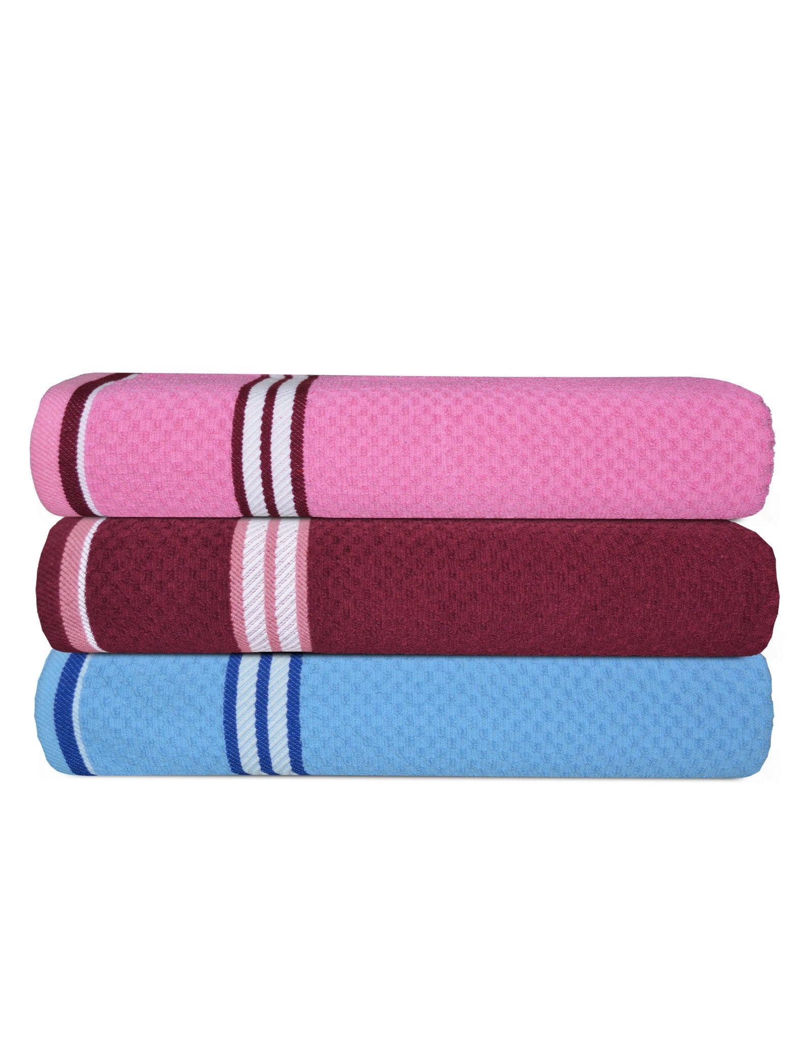 Athom Living Popcorn textured Solid Bath Towel 67x137 cm Pack of 3 - Athom Living