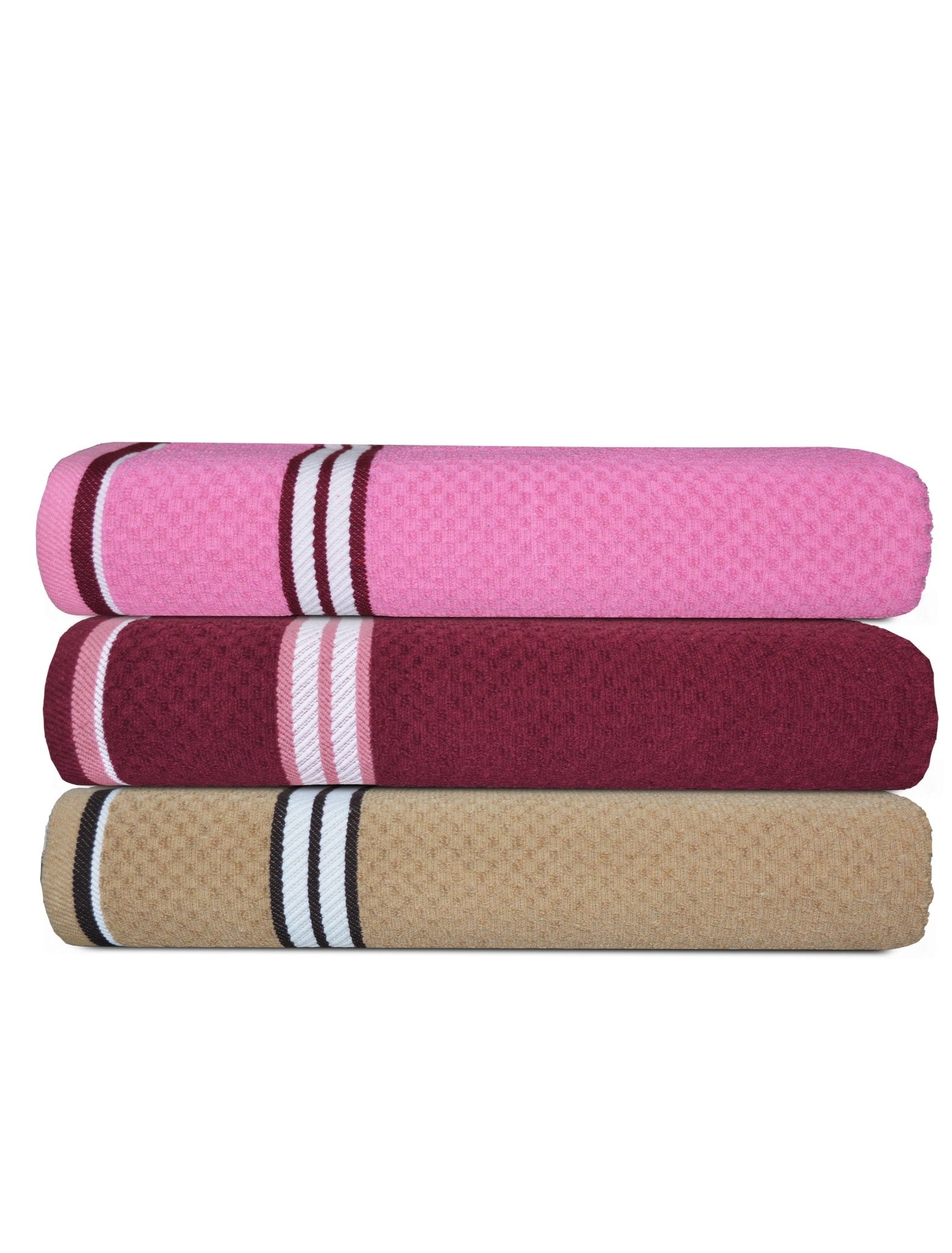 Athom Living Popcorn textured Solid Bath Towel 67x137 cm Pack of 3 - Athom Living