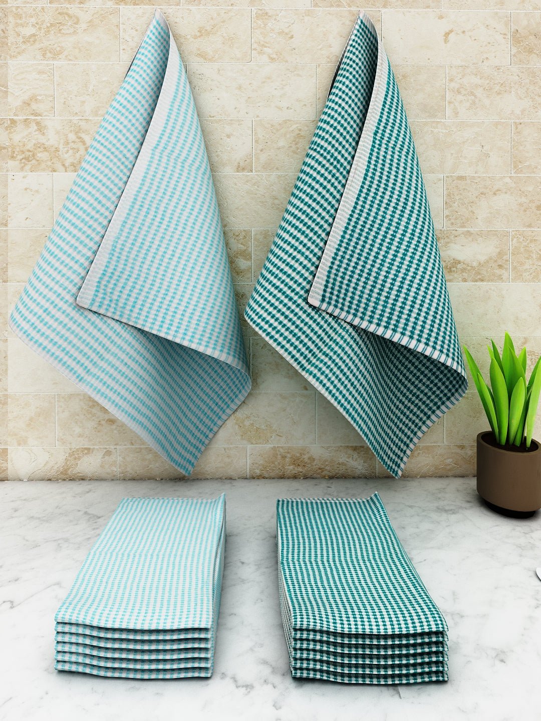 Athom Living Popcorn Textured Solid Kitchen Towel/Cleaning Cloth/ Multipurpose Cloth 320 GSM with hanging loop Pack of 12 - Athom Living