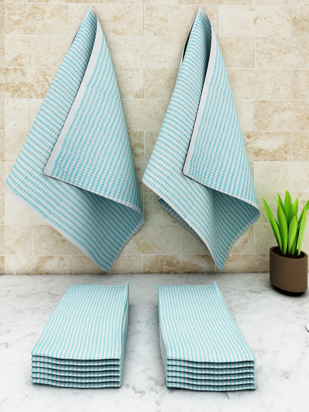 Athom Living Popcorn Textured Solid Kitchen Towel/Cleaning Cloth/ Multipurpose Cloth 320 GSM with hanging loop Pack of 12 - Athom Living
