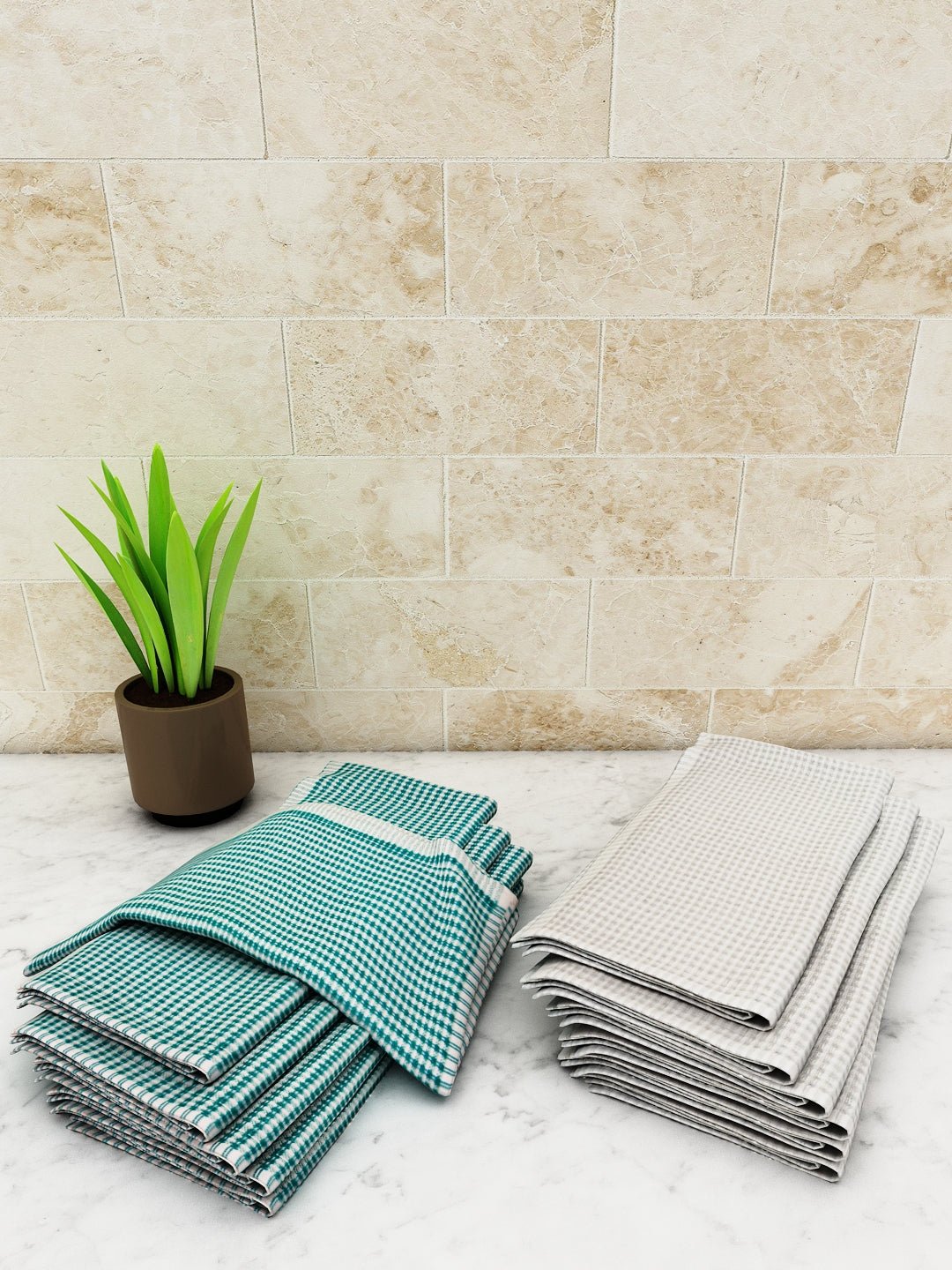 Athom Living Popcorn Textured Solid Kitchen Towel/Cleaning Cloth/ Multipurpose Cloth 320 GSM with hanging loop Pack of 12 - Athom Living