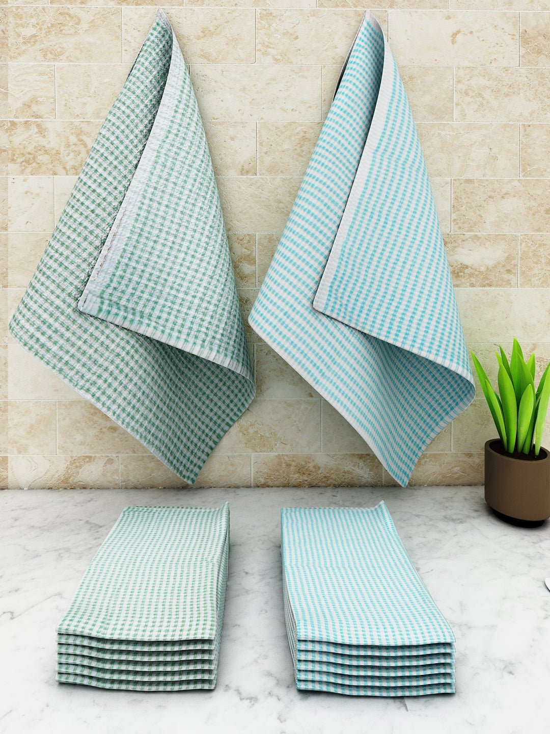 Athom Living Popcorn Textured Solid Kitchen Towel/Cleaning Cloth/ Multipurpose Cloth 320 GSM with hanging loop Pack of 12 - Athom Living