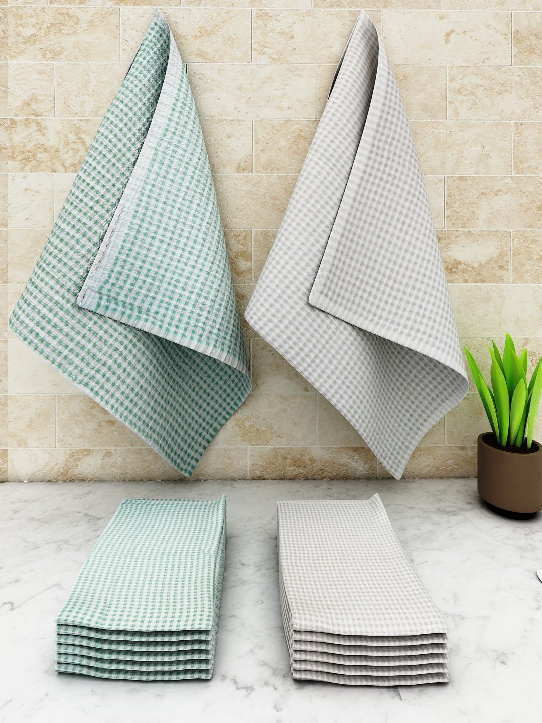 Athom Living Popcorn Textured Solid Kitchen Towel/Cleaning Cloth/ Multipurpose Cloth 320 GSM with hanging loop Pack of 12 - Athom Living