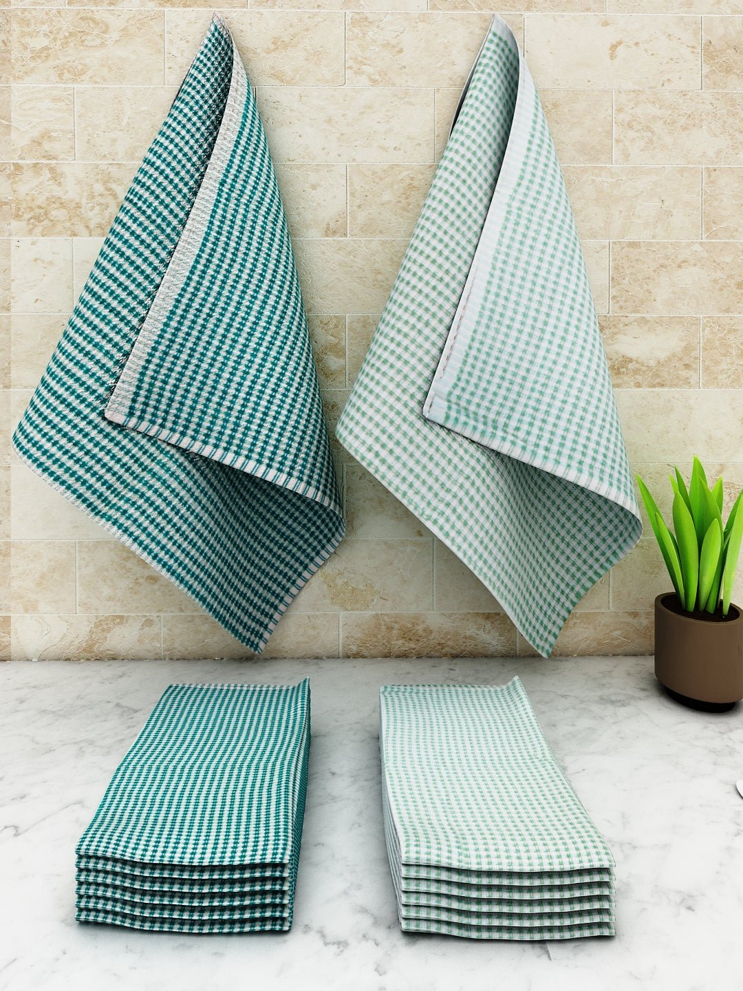 Athom Living Popcorn Textured Solid Kitchen Towel/Cleaning Cloth/ Multipurpose Cloth 320 GSM with hanging loop Pack of 12 - Athom Living