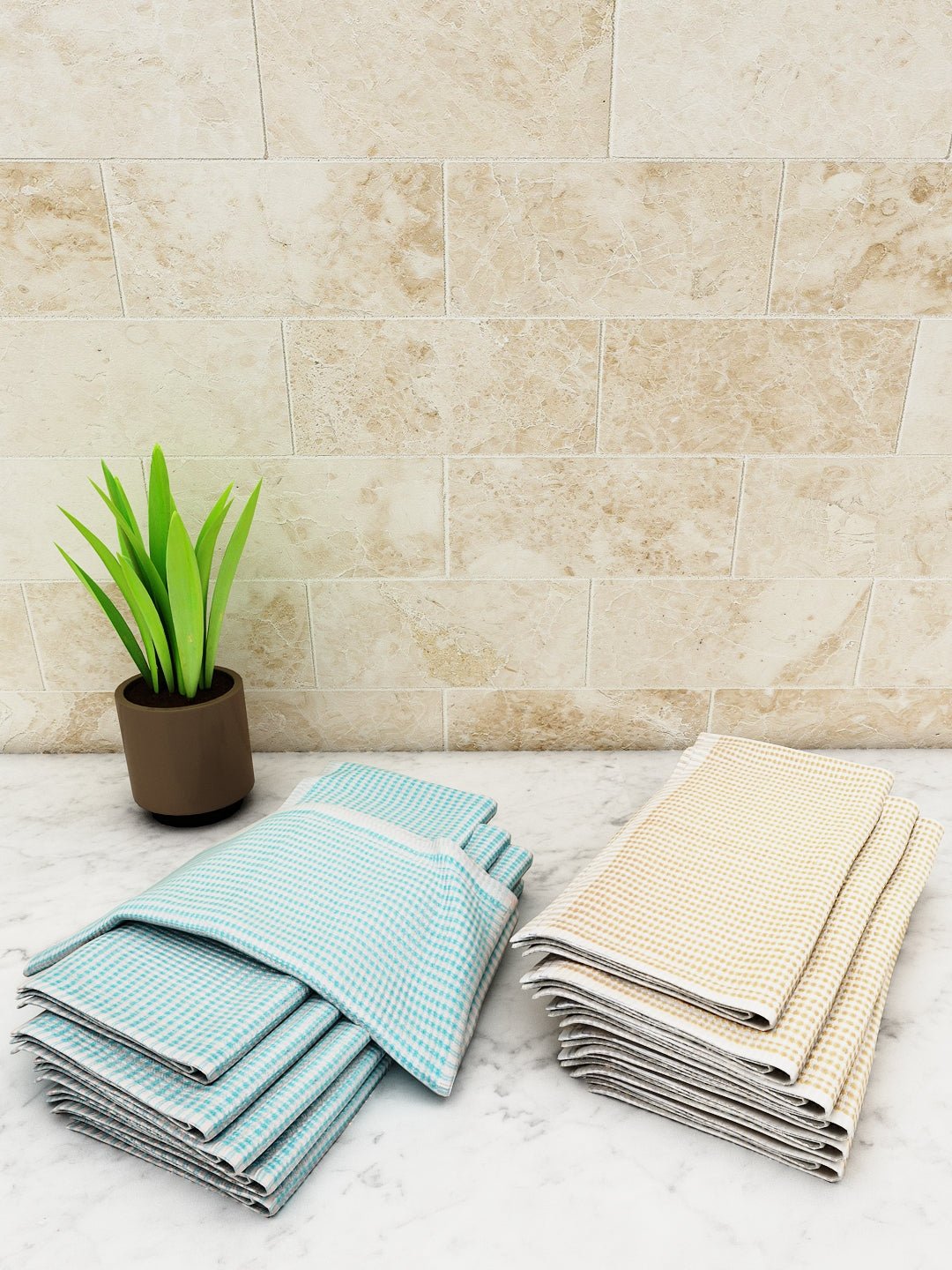 Athom Living Popcorn Textured Solid Kitchen Towel/Cleaning Cloth/ Multipurpose Cloth 320 GSM with hanging loop Pack of 12 - Athom Living