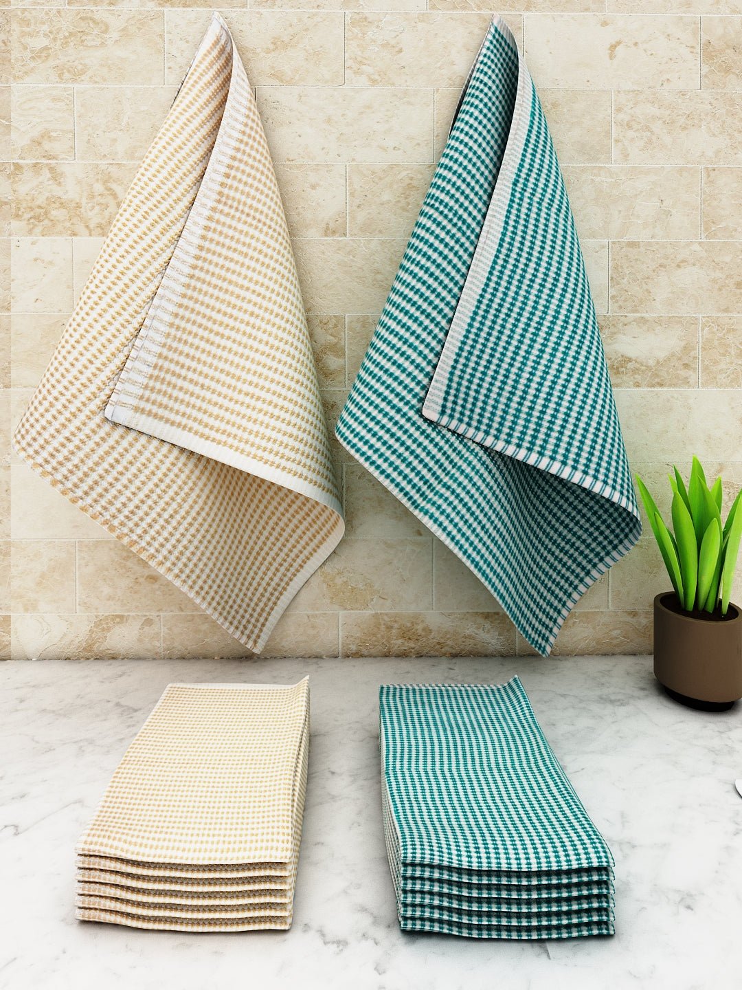 Athom Living Popcorn Textured Solid Kitchen Towel/Cleaning Cloth/ Multipurpose Cloth 320 GSM with hanging loop Pack of 12 - Athom Living