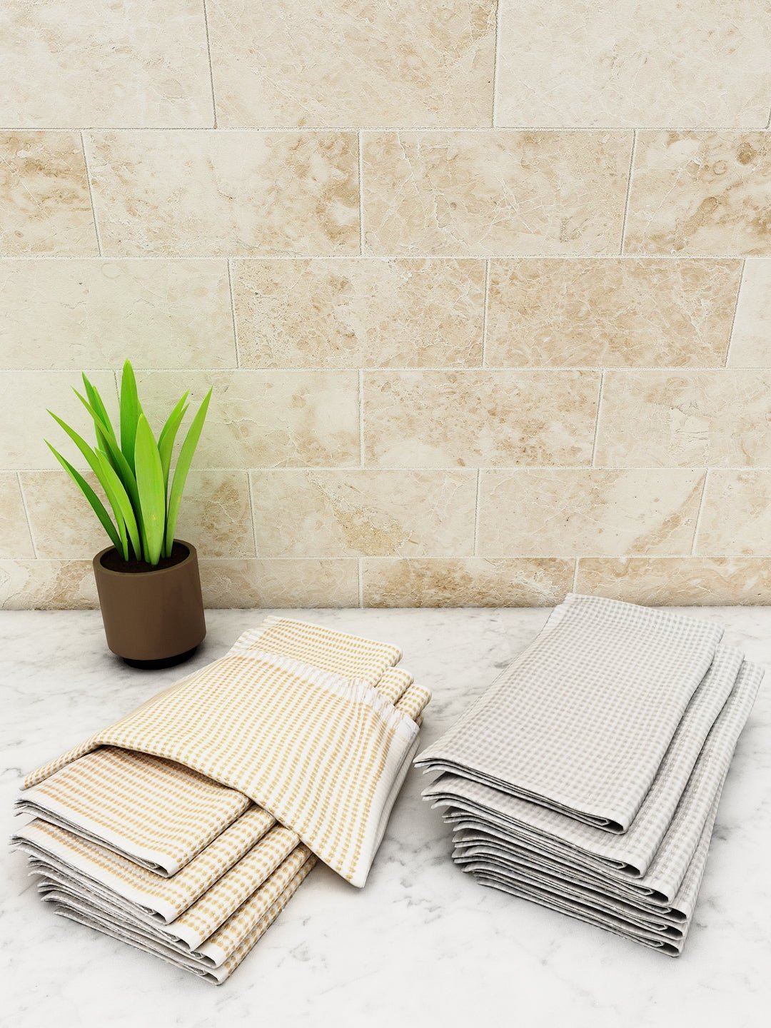 Athom Living Popcorn Textured Solid Kitchen Towel/Cleaning Cloth/ Multipurpose Cloth 320 GSM with hanging loop Pack of 12 - Athom Living