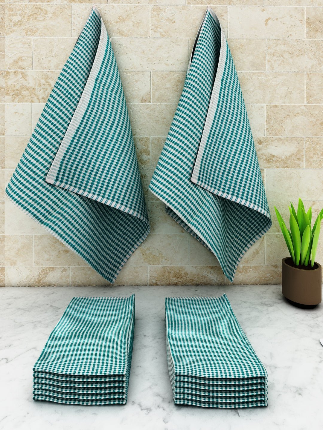 Athom Living Popcorn Textured Solid Kitchen Towel/Cleaning Cloth/ Multipurpose Cloth 320 GSM with hanging loop Pack of 12 - Athom Living