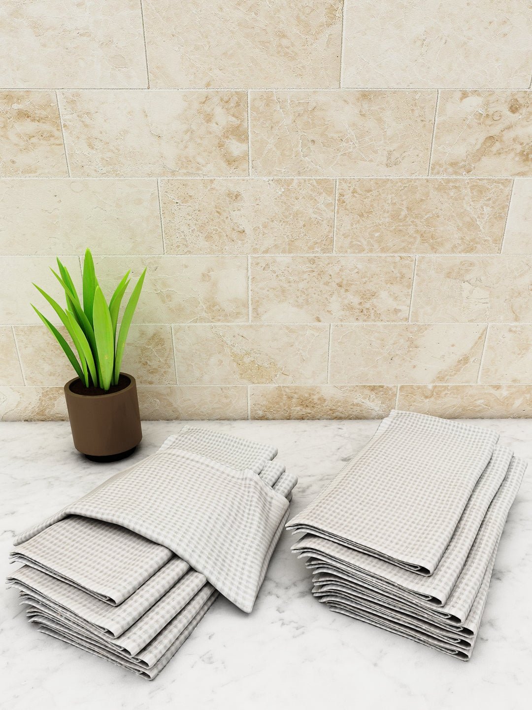 Athom Living Popcorn Textured Solid Kitchen Towel/Cleaning Cloth/ Multipurpose Cloth 320 GSM with hanging loop Pack of 12 - Athom Living