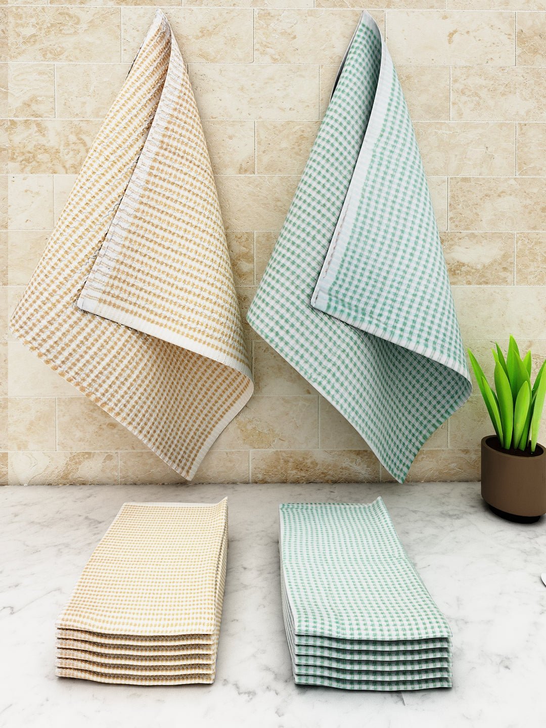 Athom Living Popcorn Textured Solid Kitchen Towel/Cleaning Cloth/ Multipurpose Cloth 320 GSM with hanging loop Pack of 12 - Athom Living