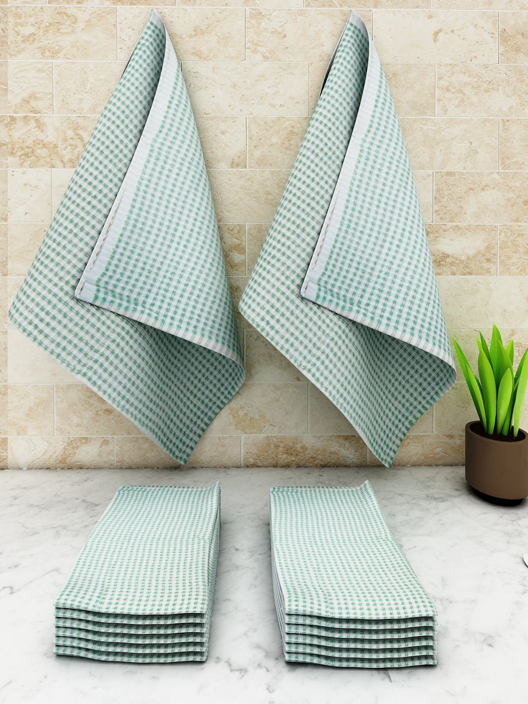 Athom Living Popcorn Textured Solid Kitchen Towel/Cleaning Cloth/ Multipurpose Cloth 320 GSM with hanging loop Pack of 12 - Athom Living