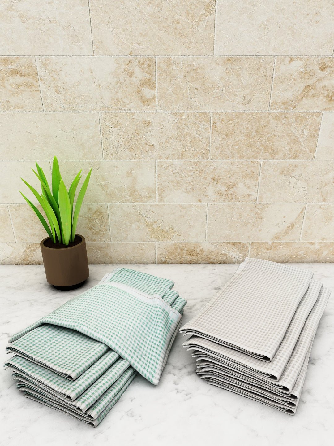 Athom Living Popcorn Textured Solid Kitchen Towel/Cleaning Cloth/ Multipurpose Cloth 320 GSM with hanging loop Pack of 12 - Athom Living