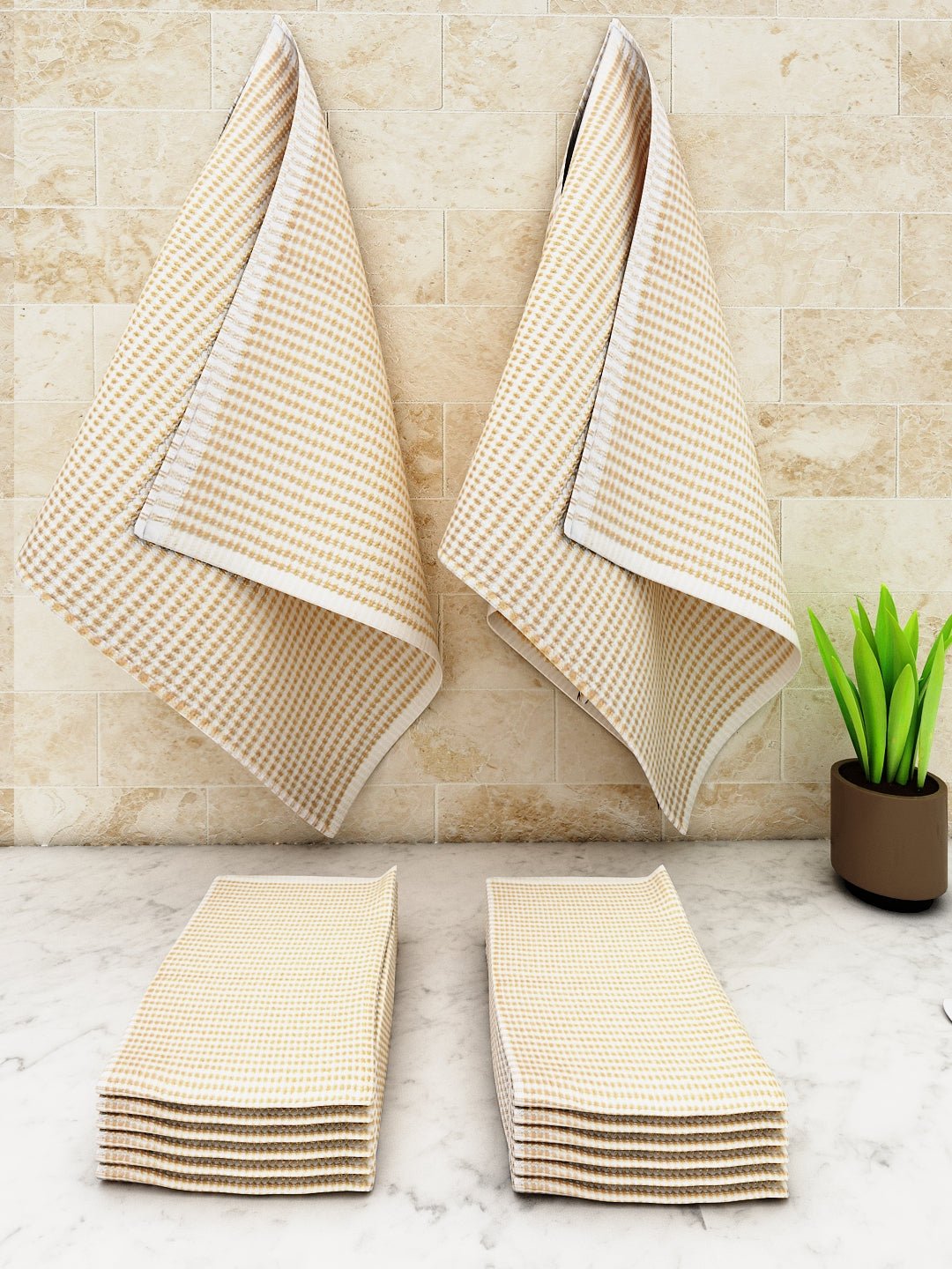 Athom Living Popcorn Textured Solid Kitchen Towel/Cleaning Cloth/ Multipurpose Cloth 320 GSM with hanging loop Pack of 12 - Athom Living