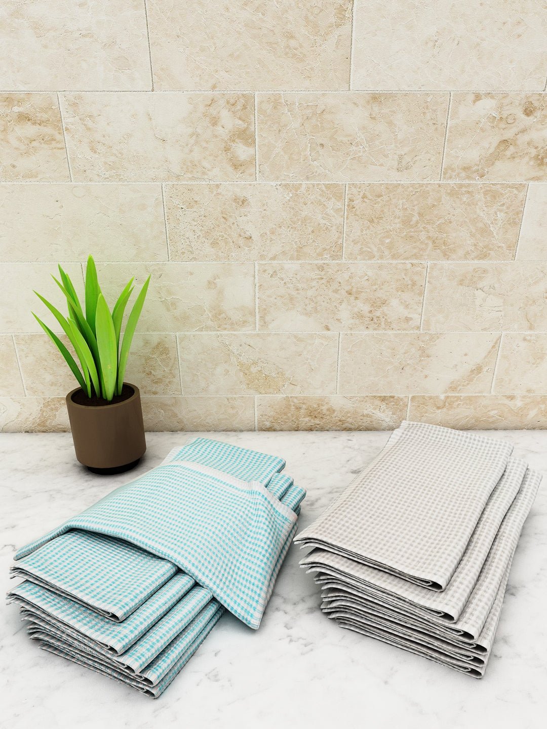 Athom Living Popcorn Textured Solid Kitchen Towel/Cleaning Cloth/ Multipurpose Cloth 320 GSM with hanging loop Pack of 12 - Athom Living