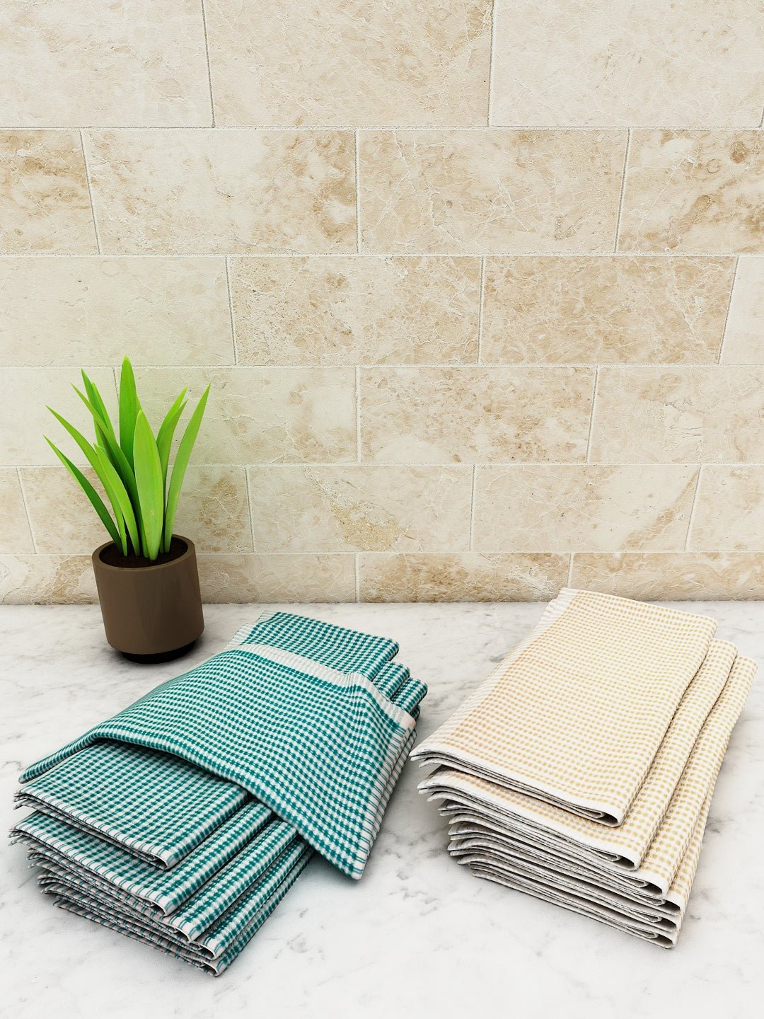 Athom Living Popcorn Textured Solid Kitchen Towel/Cleaning Cloth/ Multipurpose Cloth 320 GSM with hanging loop Pack of 12 - Athom Living