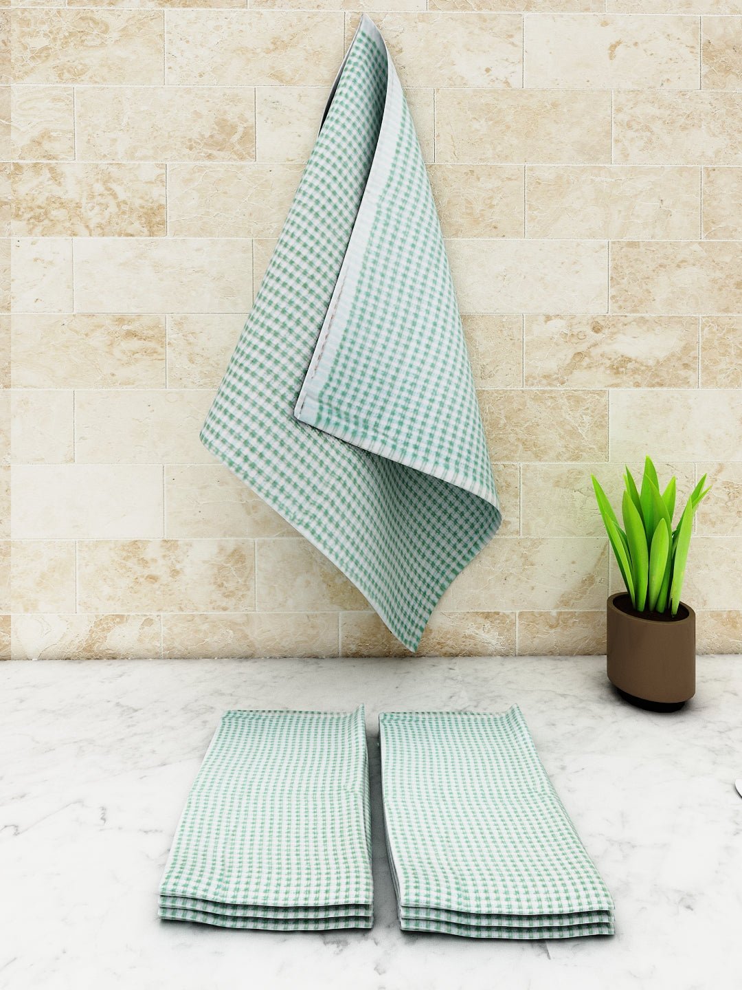 Athom Living Popcorn Textured Solid Kitchen Towel/Cleaning Cloth/ Multipurpose Cloth 320 GSM with hanging loop Pack of 6 - Athom Living