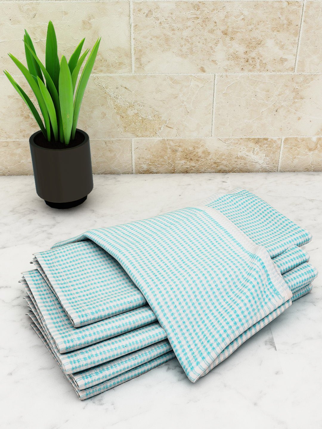 Athom Living Popcorn Textured Solid Kitchen Towel/Cleaning Cloth/ Multipurpose Cloth 320 GSM with hanging loop Pack of 6 - Athom Living